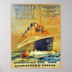 Affiche Ligne des étoiles blanches Titanic & publicité oly