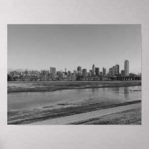 Affiche Ligne d'horizon de Dallas en nuances de gris