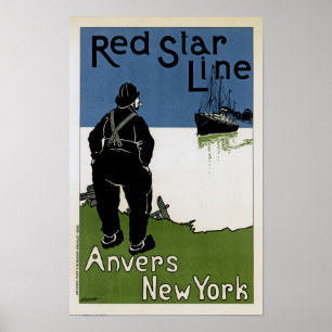 Affiche Ligne étoile rouge