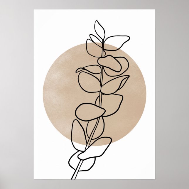Affiche Ligne Eucalyptus Art Neutre Couleurs Moderne (Devant)