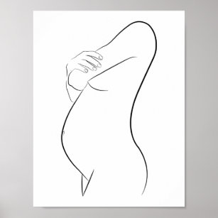 Affiche Ligne femme enceinte Art moderne minimaliste éléga