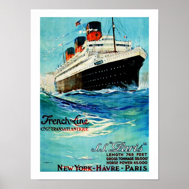Affiche Ligne française ~ ss Paris (Devant)