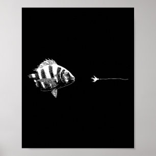 Affiche Ligne graphique de pêche à la mouche - Sheepshead