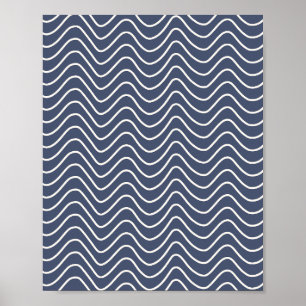 Affiche Ligne minimale Chevron Motif Navy bleu