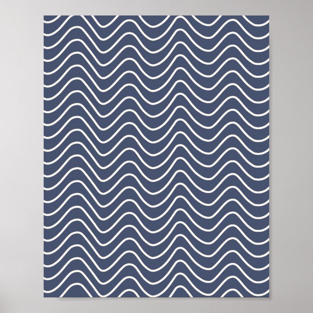 Affiche Ligne minimale Chevron Motif Navy bleu (Devant)