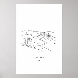 Affiche Ligne minimale de Toscane | Campagne italienne
