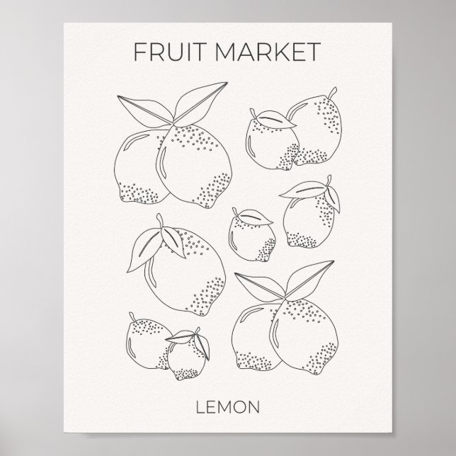 Affiche Ligne minimale du marché des fruits au citron (Devant)