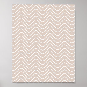 Affiche Ligne Minimale Motif Chevron Beige Et Blanc