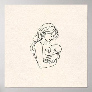 Affiche Ligne minimaliste Art de maman et bébé
