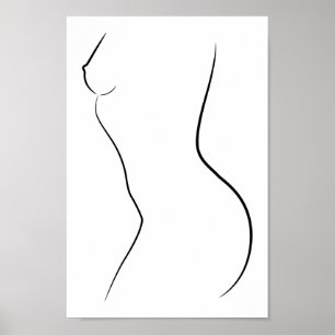 Affiche Ligne minimaliste Art Femme Corps Illustration mod