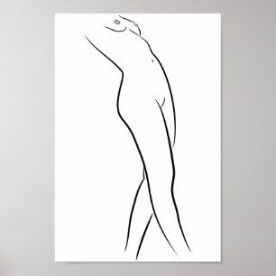 Affiche Ligne minimaliste Art Femme Corps Illustration mod