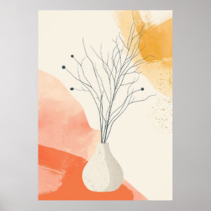 Affiche ligne minimaliste, Botanique Boho Gray Line Art