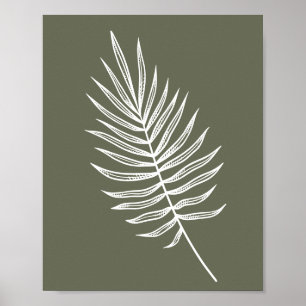 Affiche Ligne minimaliste de Fern Dessin en vert olive