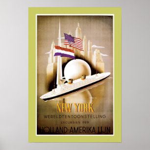 Affiche Ligne New York de la Hollande Amérique