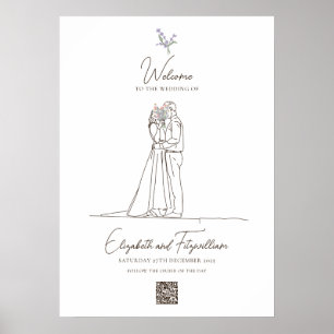 Affiche Ligne romantique minimale Art Couple Fleurs Accuei