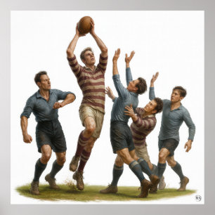 Affiche Ligne - Rugby Vintage