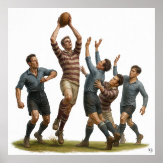 Affiche Ligne - Rugby Vintage