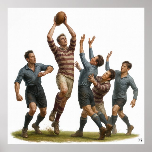 Affiche Ligne - Rugby Vintage (Devant)