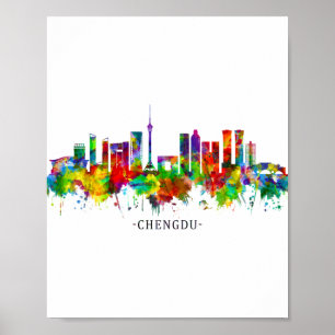Affiche Ligne Skyline Chengdu Chine