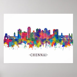 Affiche Ligne Skyline Chennai India