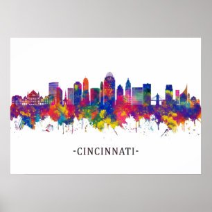 Affiche Ligne Skyline Cincinnati Ohio