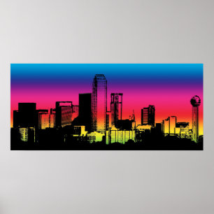 Affiche Ligne Skyline couleur Dallas