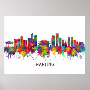 Affiche Ligne Skyline de Nanjing Chine