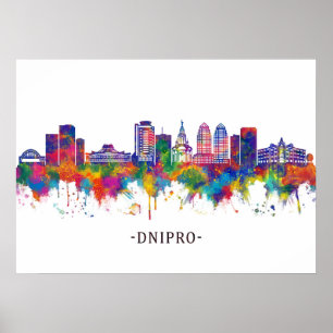 Affiche Ligne Skyline Dnipro Ukraine