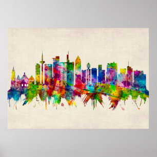 Affiche Ligne Skyline Francfort-Allemagne