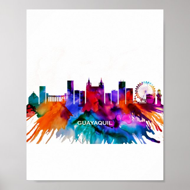 Affiche Ligne Skyline Guayaquil (Devant)