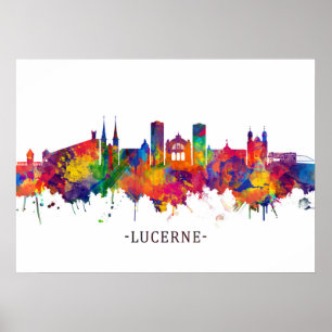 Affiche Ligne Skyline Lucerne Suisse