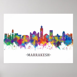 Affiche Ligne Skyline Marrakech Maroc