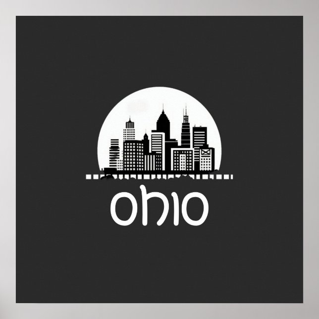 Affiche Ligne Skyline Ohio personnalisée (Devant)