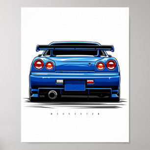 Affiche Ligne Skyline R34 GTR
