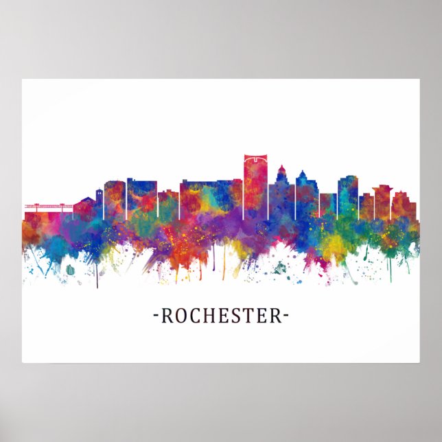Affiche Ligne Skyline Rochester Minnesota (Devant)