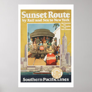 Affiche Ligne Sunset du chemin de fer Southern Pacific de