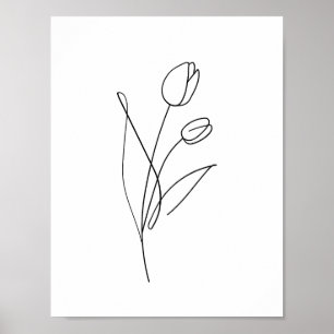Affiche Ligne Tulip Imprimable Dessin minimal, art floral