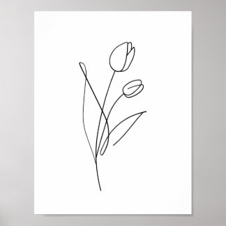 Affiche Ligne Tulip Imprimable Dessin minimal, art floral