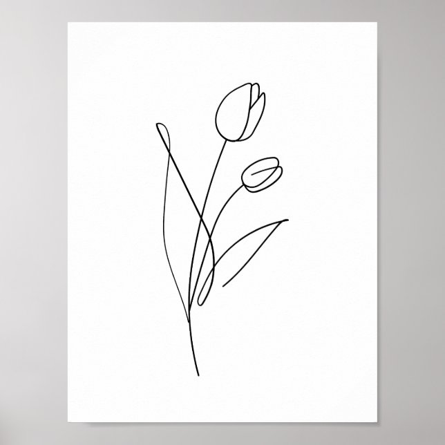 Affiche Ligne Tulip Imprimable Dessin minimal, art floral (Devant)
