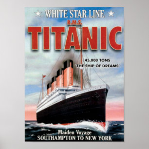 Affiche Ligne White Star RMS Titanic - Le Navire de Rêves