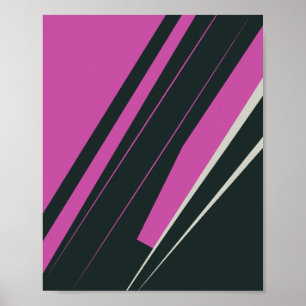 Affiche Lignes Abstraites dynamiques en Fuchsia et en noir
