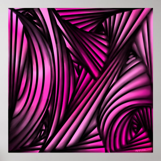 Affiche Lignes Abstraites en rose (Devant)