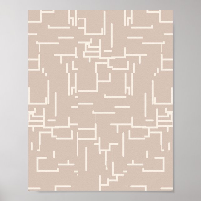 Affiche Lignes abstraites minimalistes beige neutre (Devant)