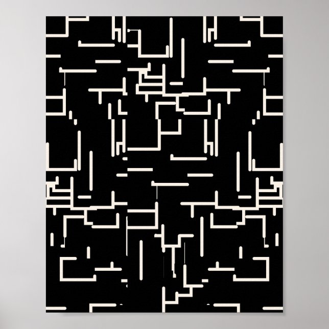 Affiche Lignes Abstraites minimalistes Noir (Devant)