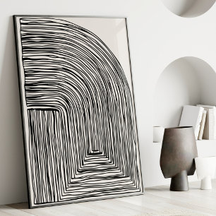 Affiche Lignes Abstraites modernes Art Mur noir et blanc