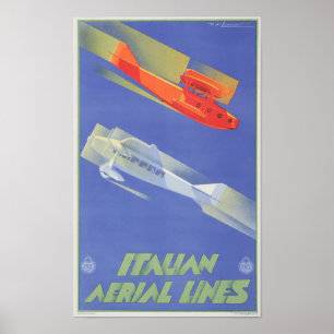 Affiche Lignes aériennes italiennes - Aviation Vintage voy