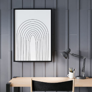 Affiche Lignes blanches Abstraites minimalistes arc-en-cie