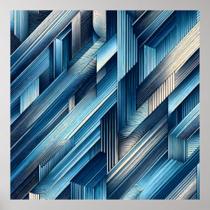 Affiche Lignes Bleues De Mouvement
