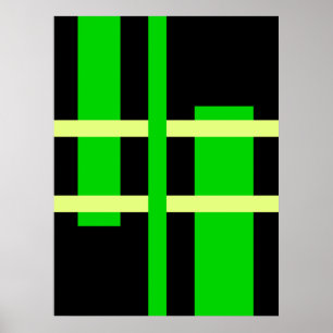 Affiche Lignes d'art moderne Abstrait vert jaune noir