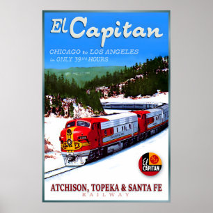 Affiche Lignes de chemin de fer de Santa Fe EL CAPITAN Loc